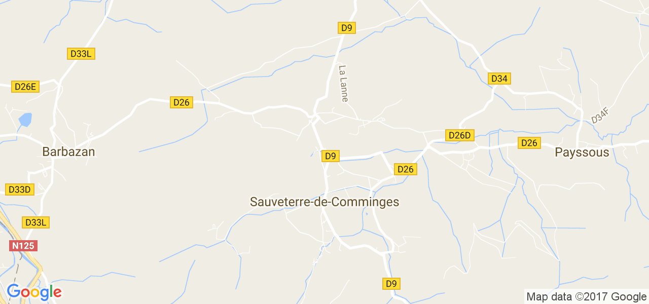 map de la ville de Sauveterre-de-Comminges