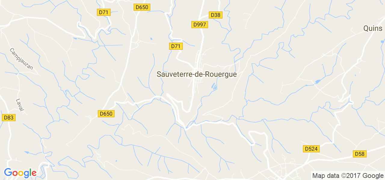 map de la ville de Sauveterre-de-Rouergue