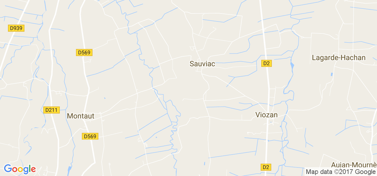 map de la ville de Sauviac