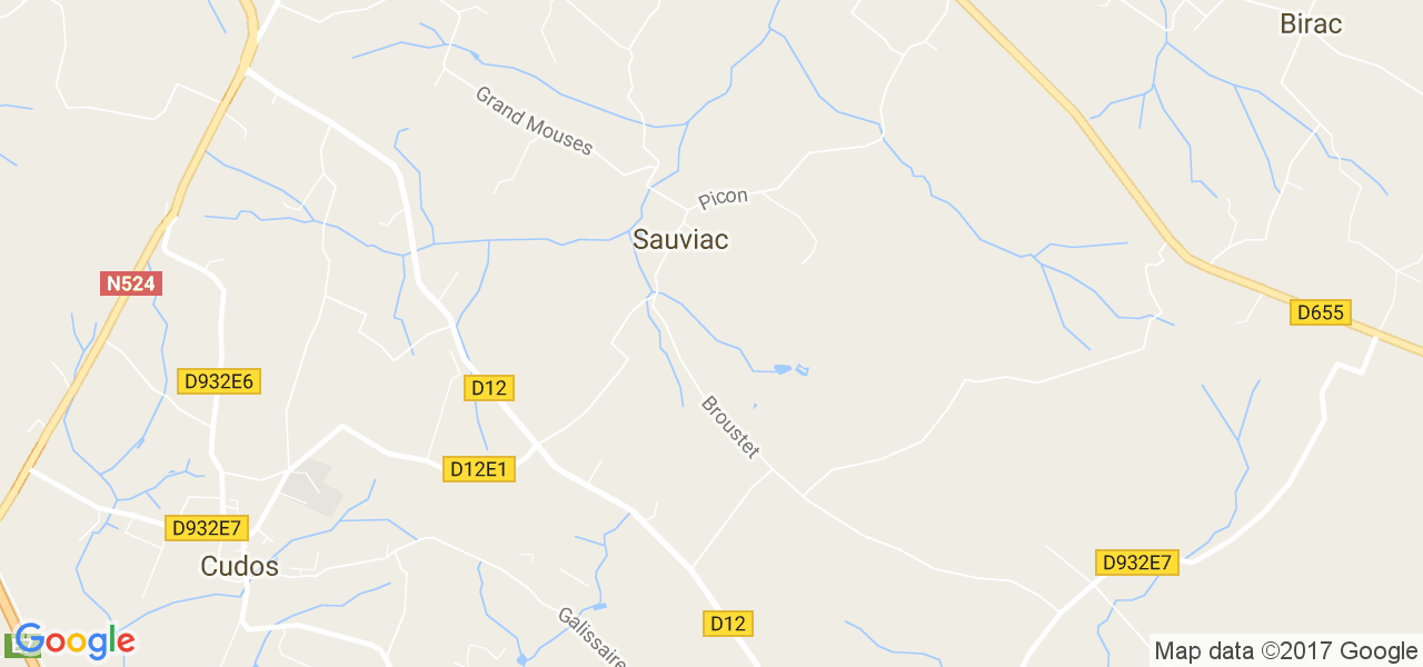 map de la ville de Sauviac