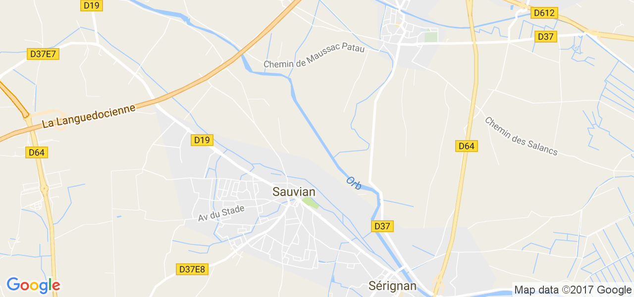 map de la ville de Sauvian