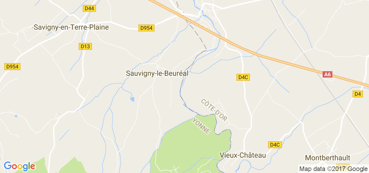 map de la ville de Sauvigny-le-Beuréal