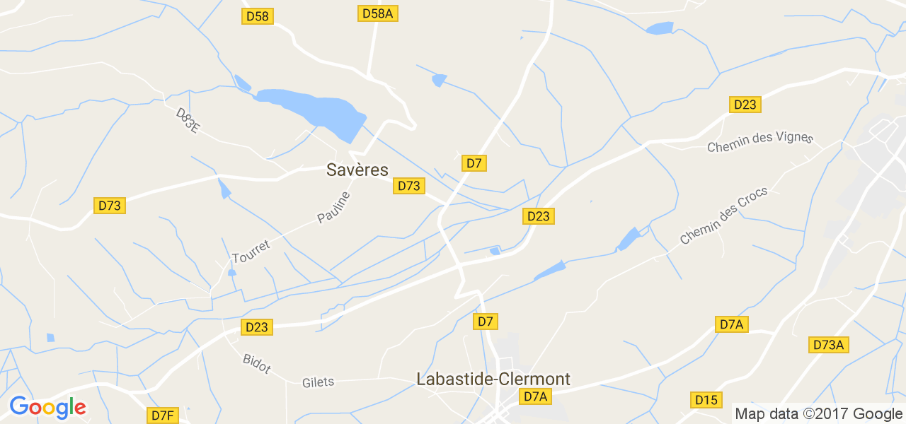 map de la ville de Savères