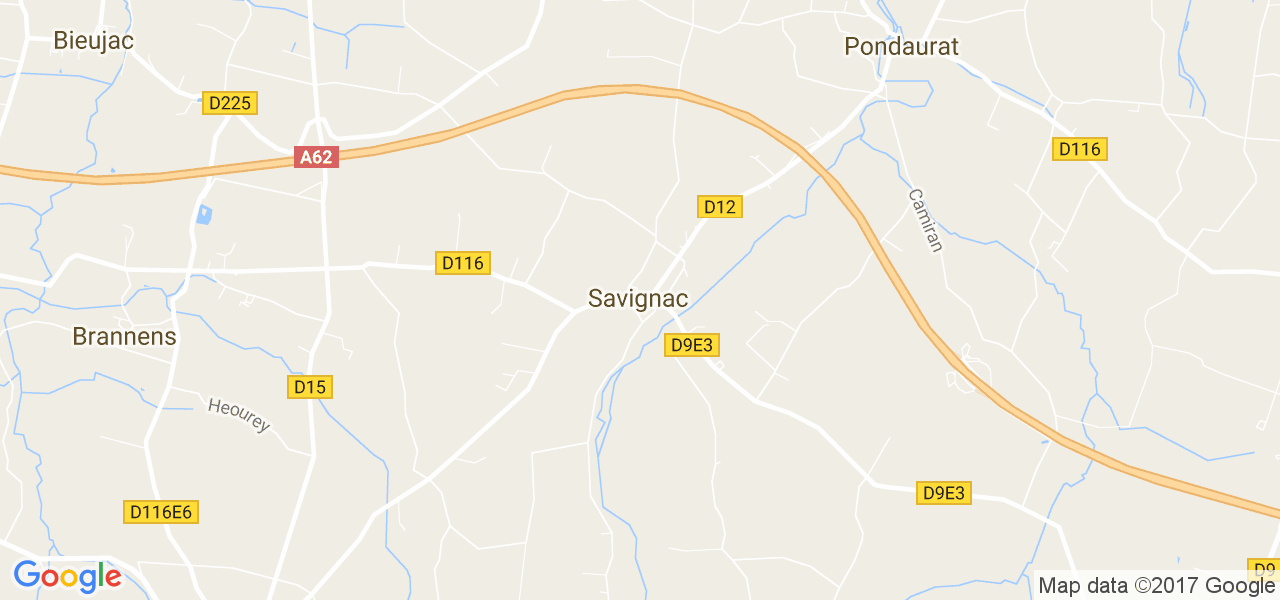 map de la ville de Savignac