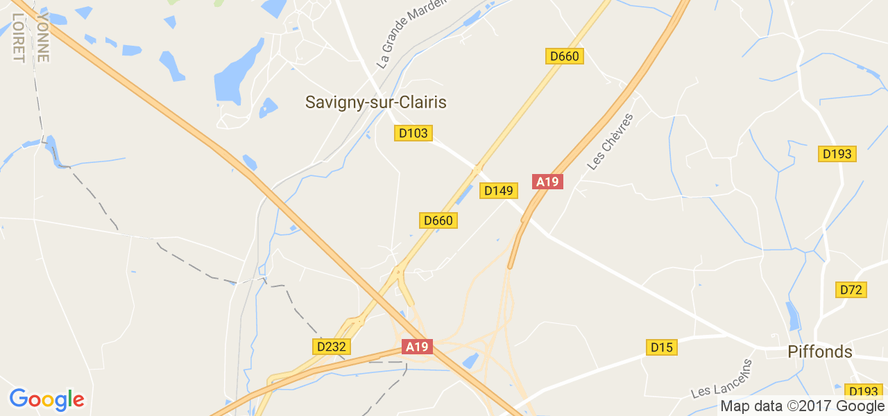 map de la ville de Savigny-sur-Clairis