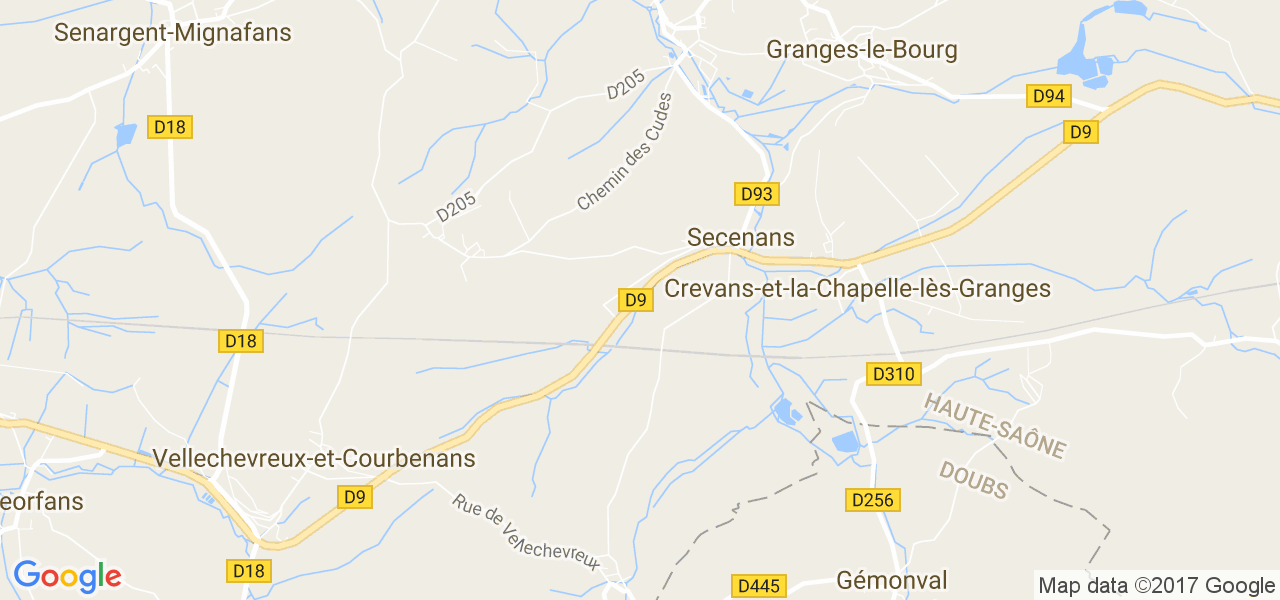 map de la ville de Secenans