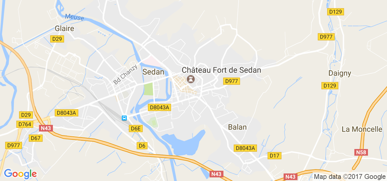 map de la ville de Sedan