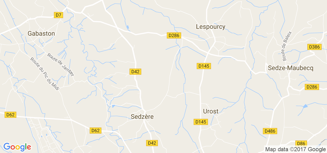 map de la ville de Sedzère