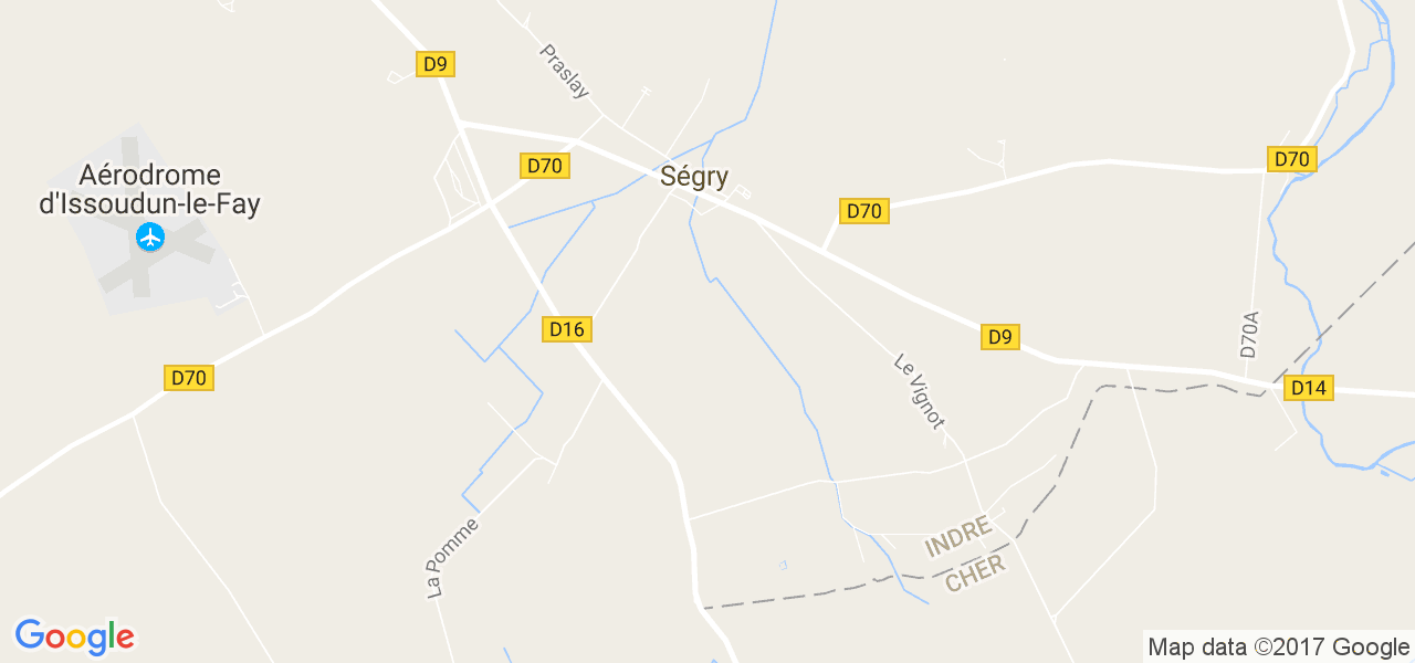 map de la ville de Ségry