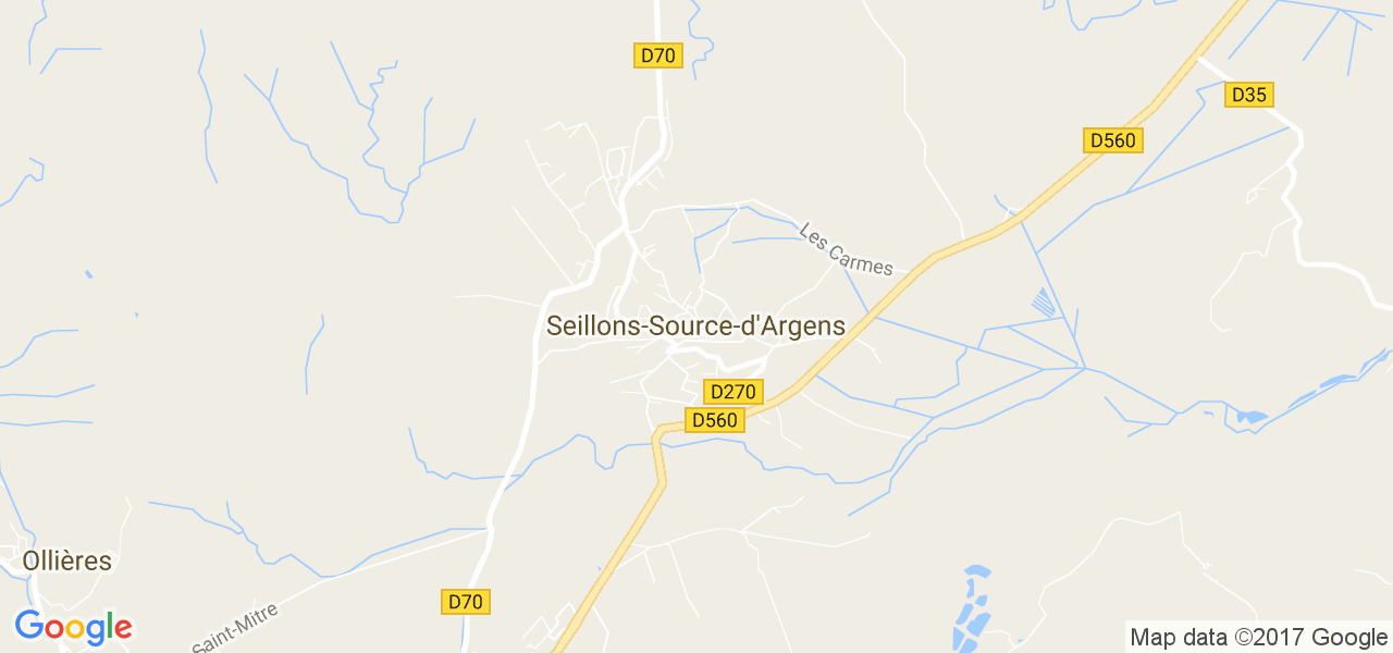 map de la ville de Seillons-Source-d'Argens