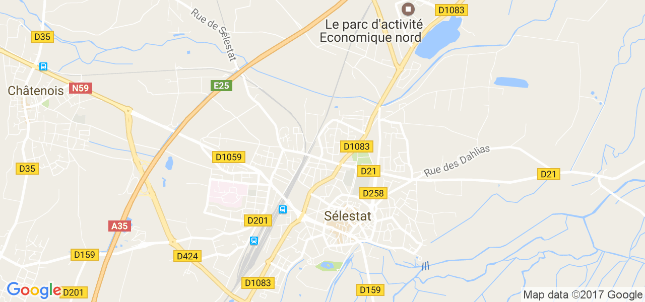 map de la ville de Sélestat