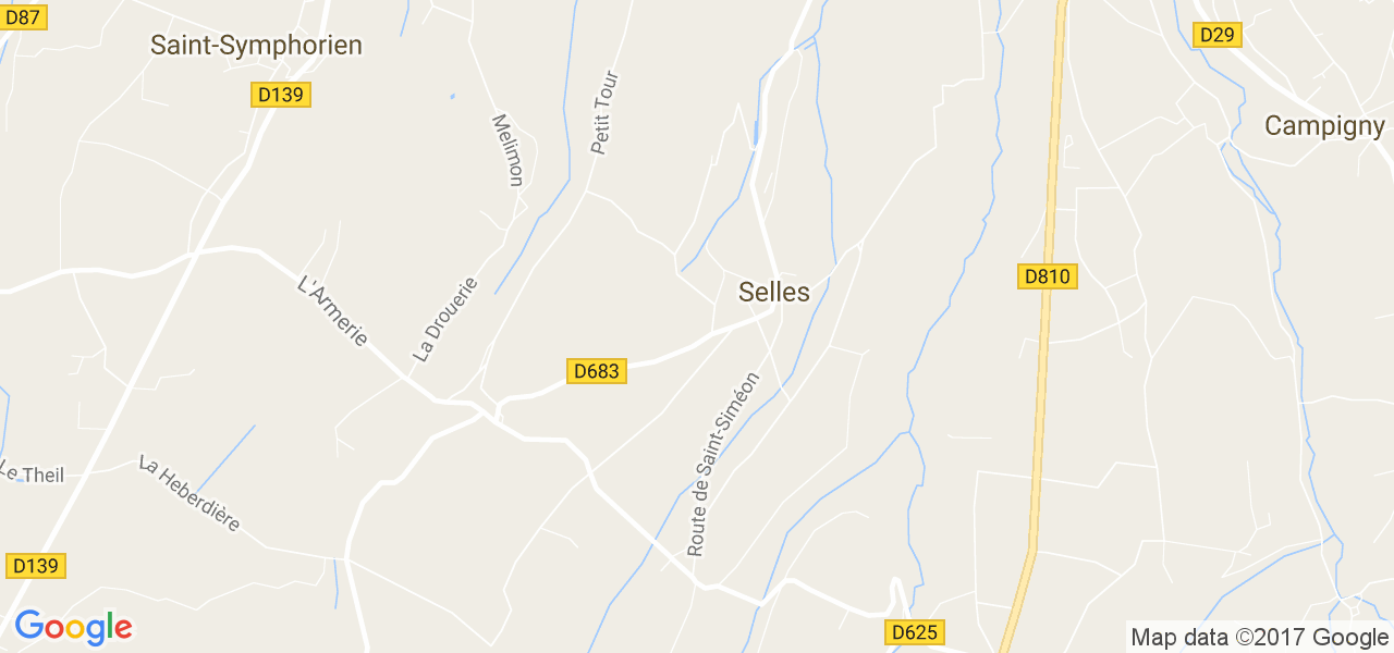 map de la ville de Selles