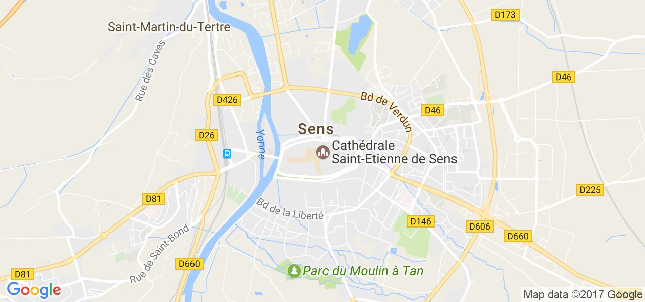 map de la ville de Sens