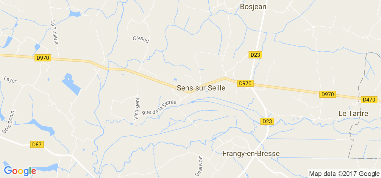 map de la ville de Sens-sur-Seille