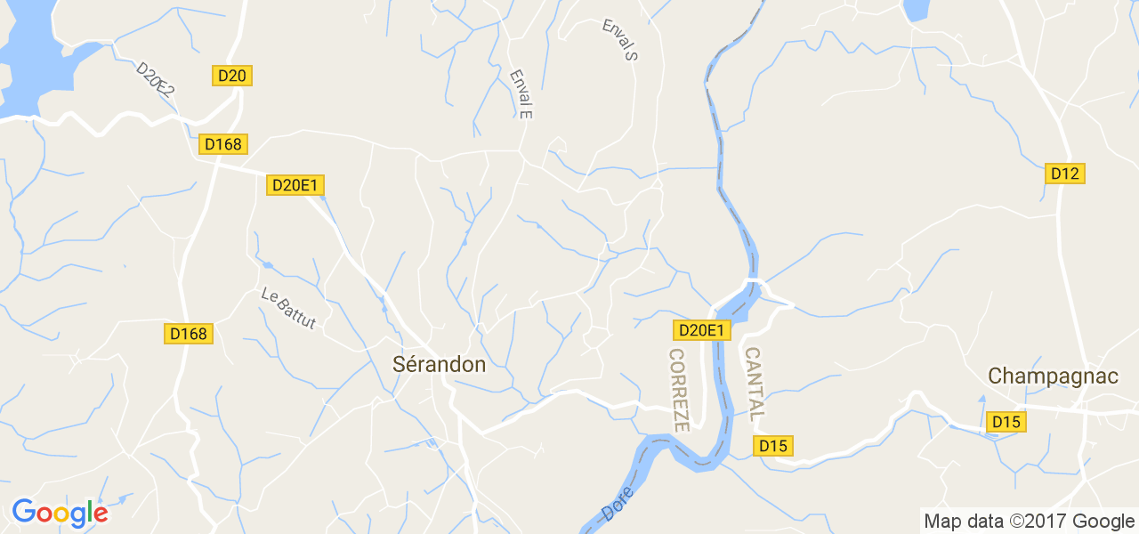 map de la ville de Sérandon