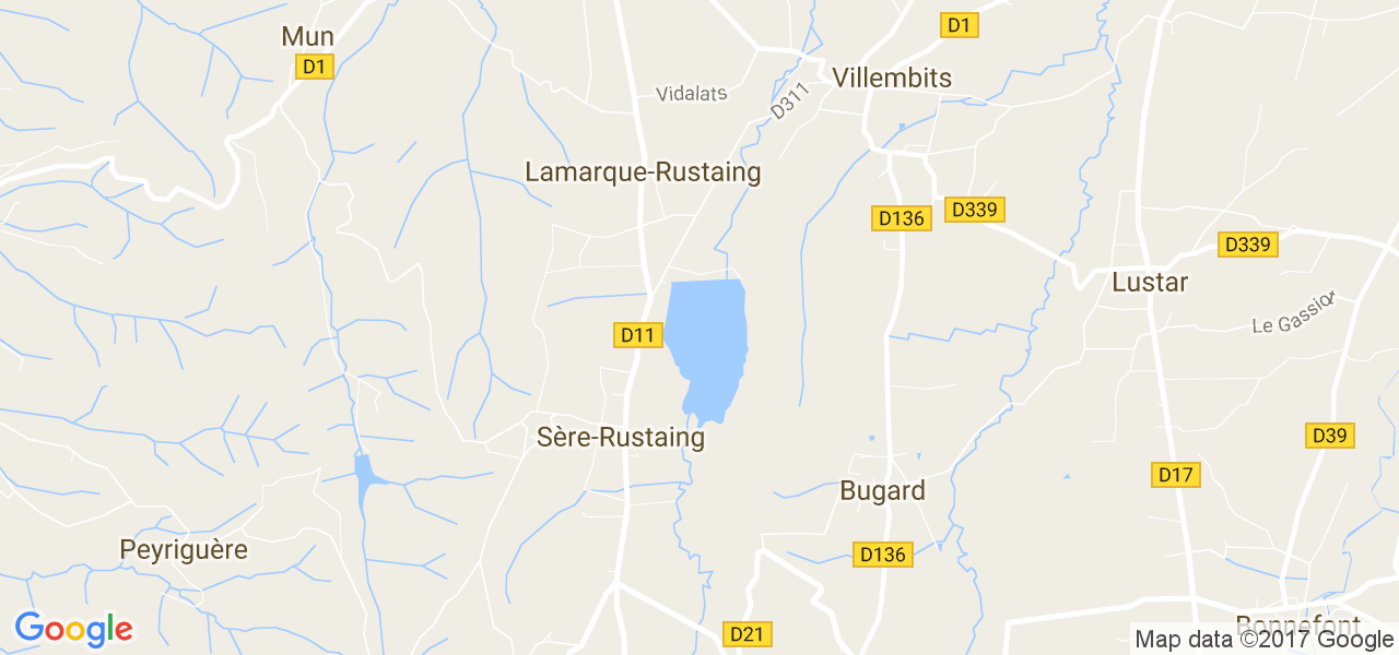 map de la ville de Sère-Rustaing