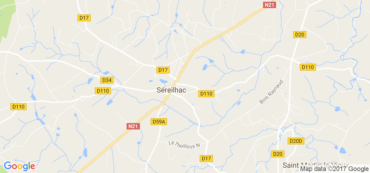 map de la ville de Séreilhac