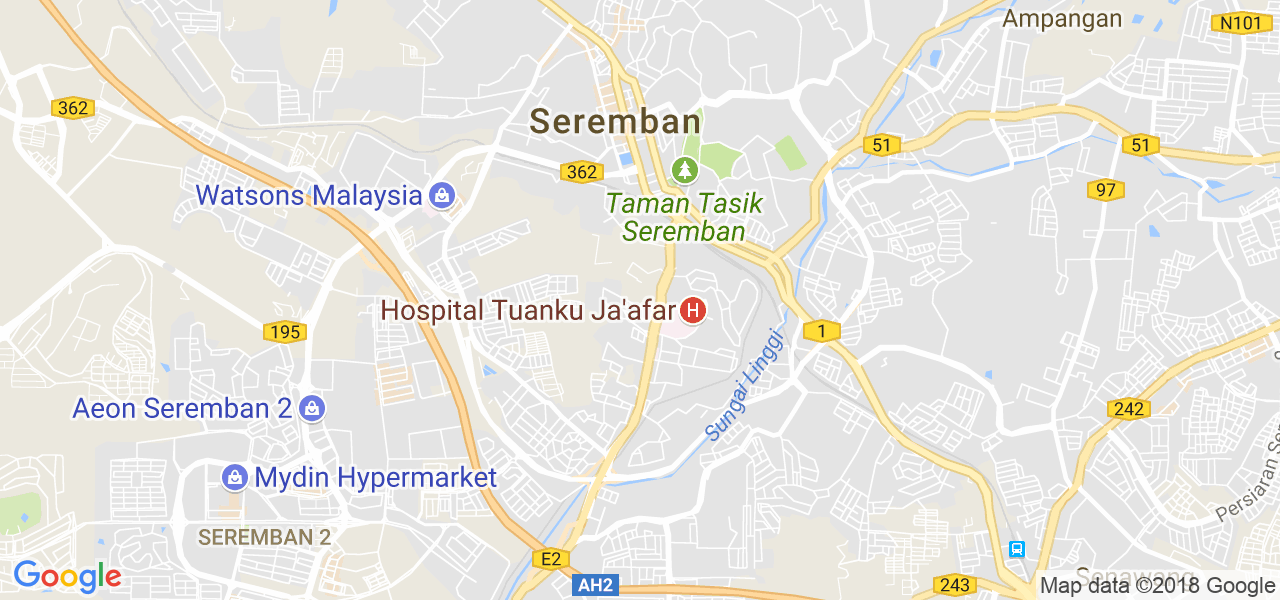 map de la ville de Seremban