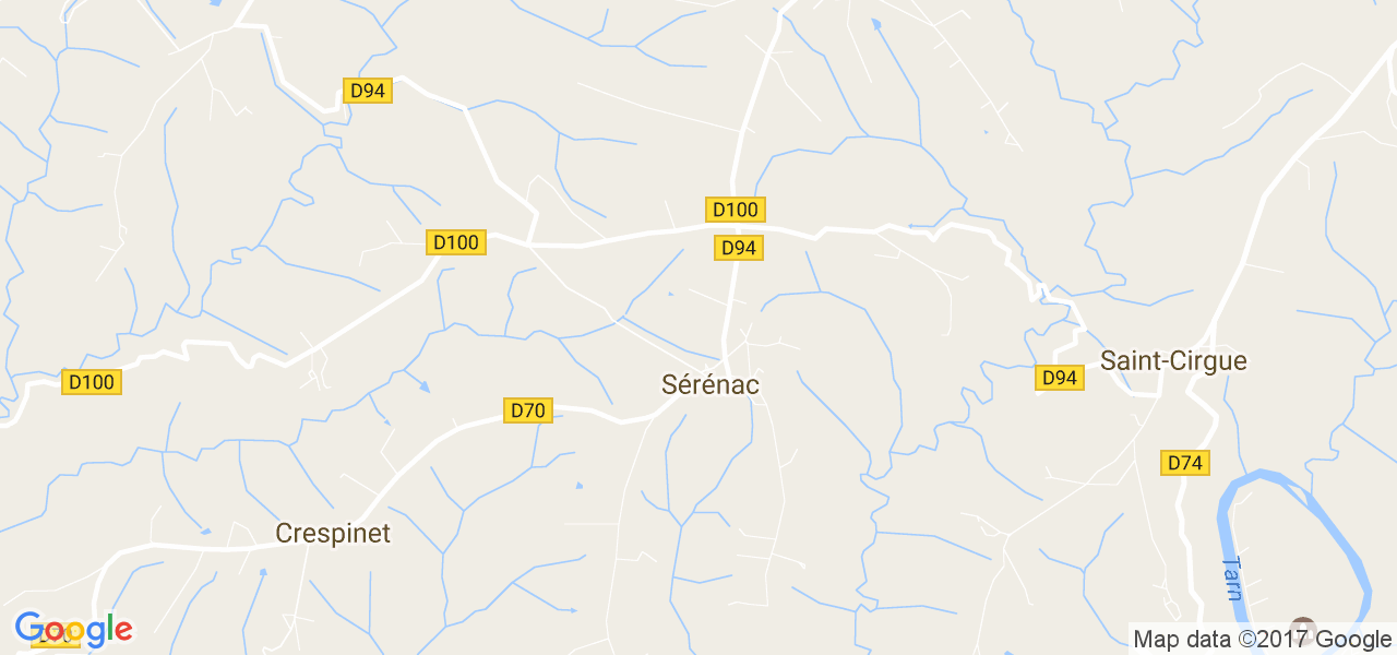 map de la ville de Sérénac