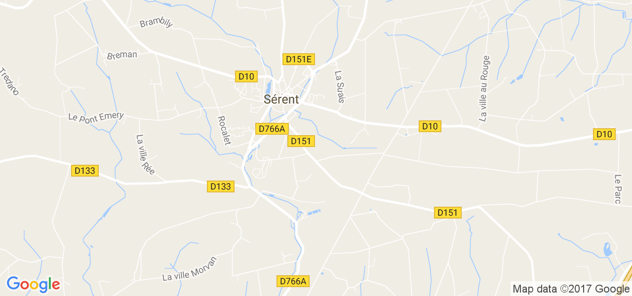 map de la ville de Sérent