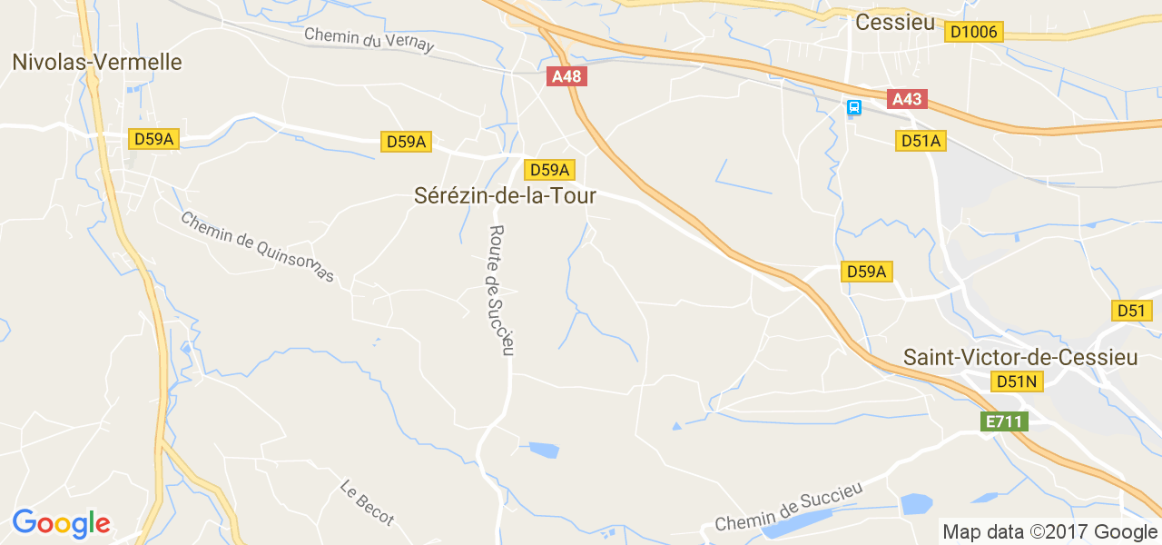 map de la ville de Sérézin-de-la-Tour