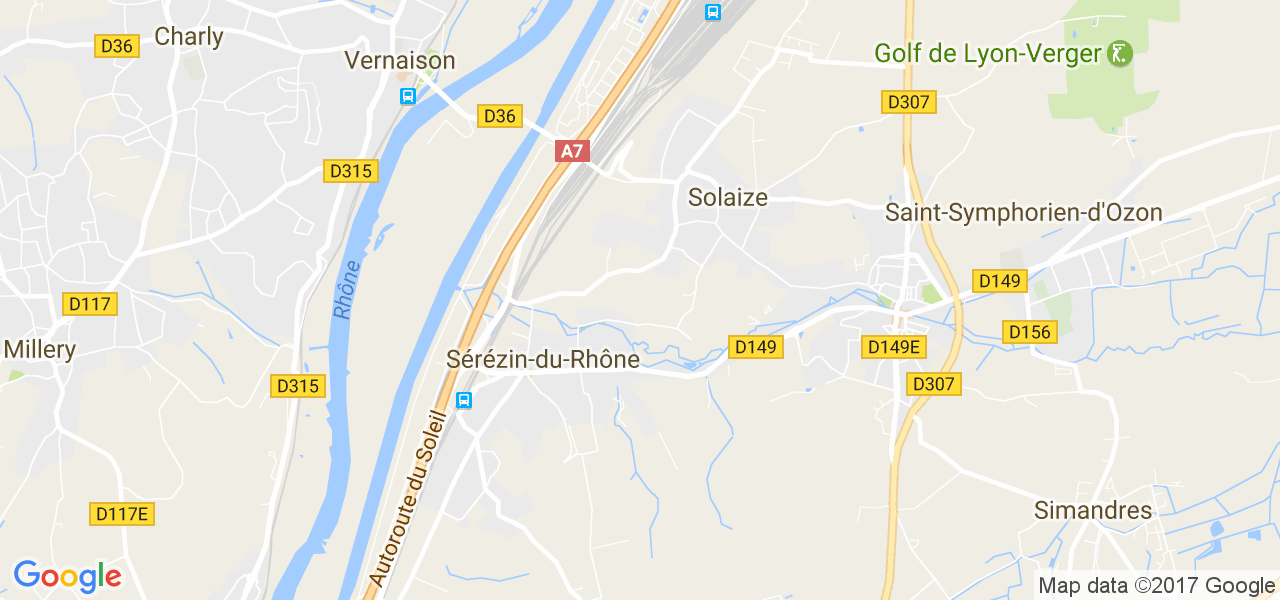 map de la ville de Sérézin-du-Rhône