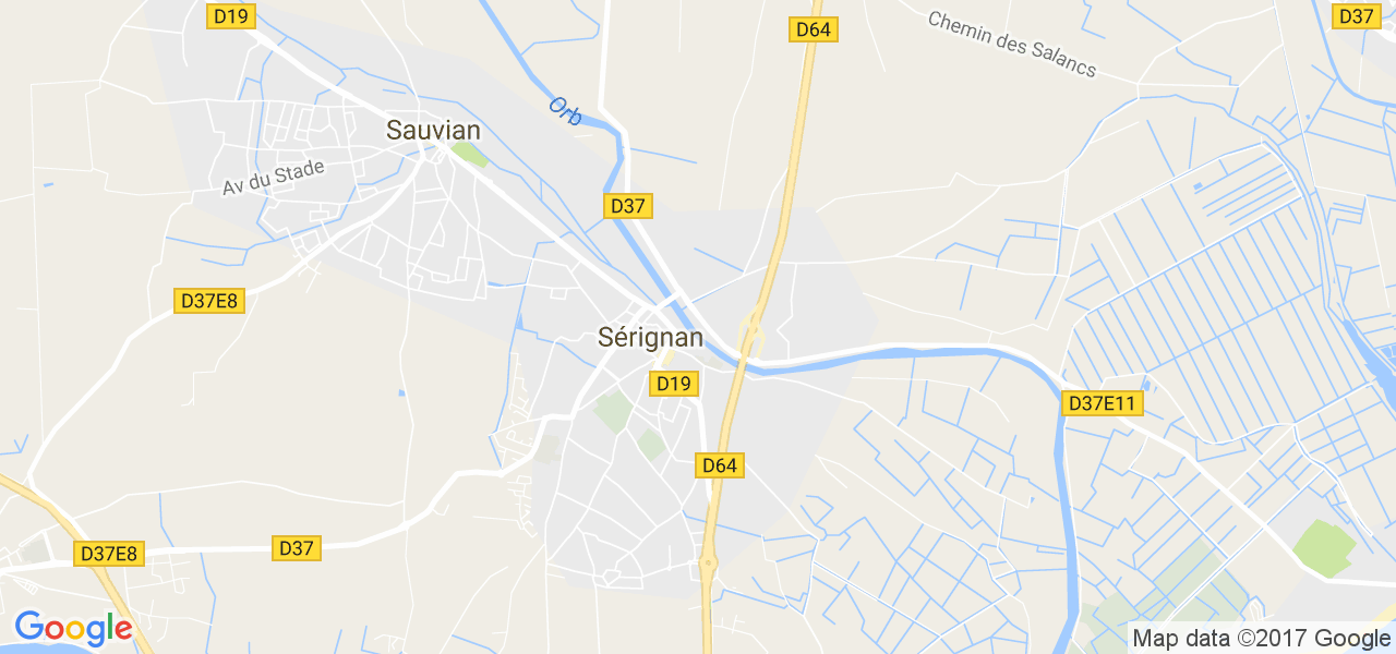 map de la ville de Sérignan