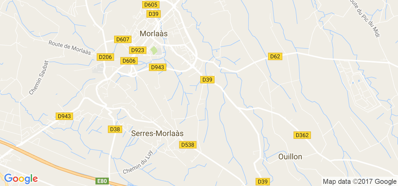 map de la ville de Serres-Morlaàs