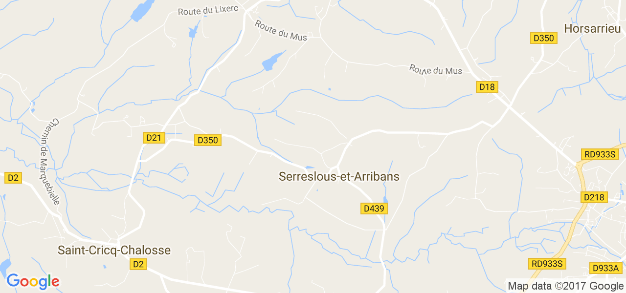 map de la ville de Serreslous-et-Arribans