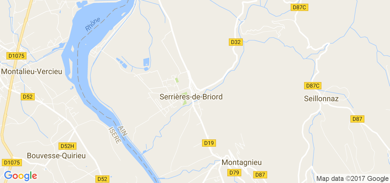 map de la ville de Serrières-de-Briord