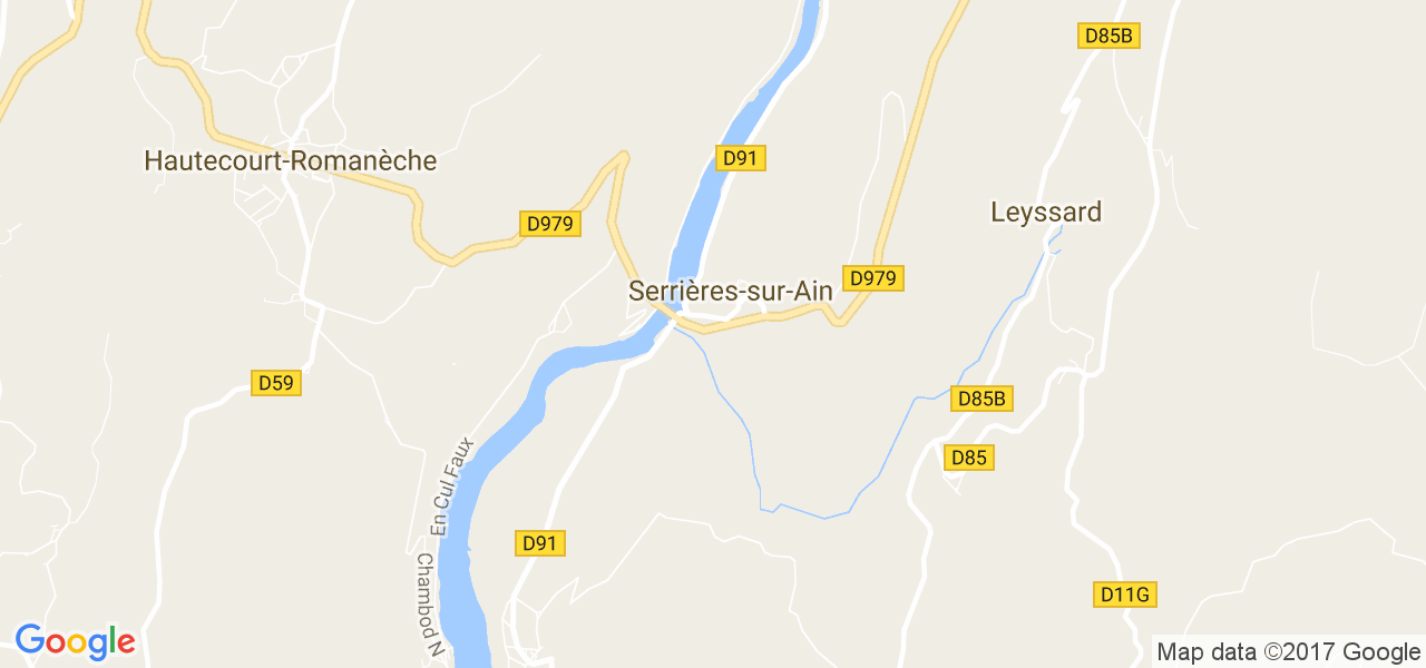 map de la ville de Serrières-sur-Ain