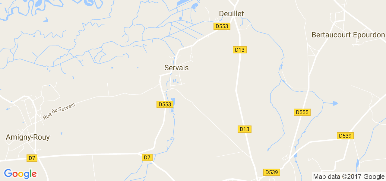 map de la ville de Servais