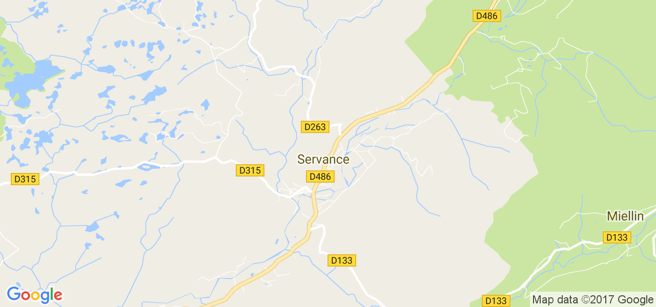 map de la ville de Servance