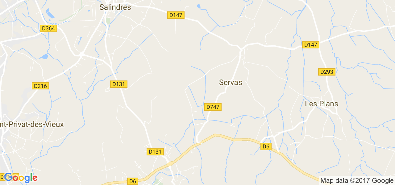 map de la ville de Servas