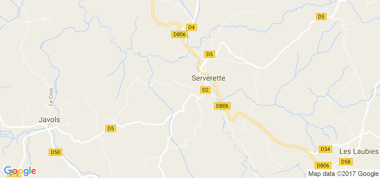 map de la ville de Serverette