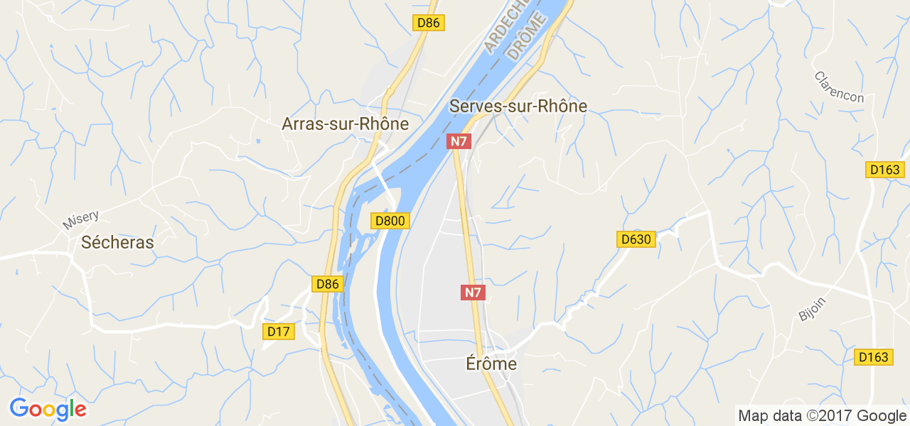 map de la ville de Serves-sur-Rhône