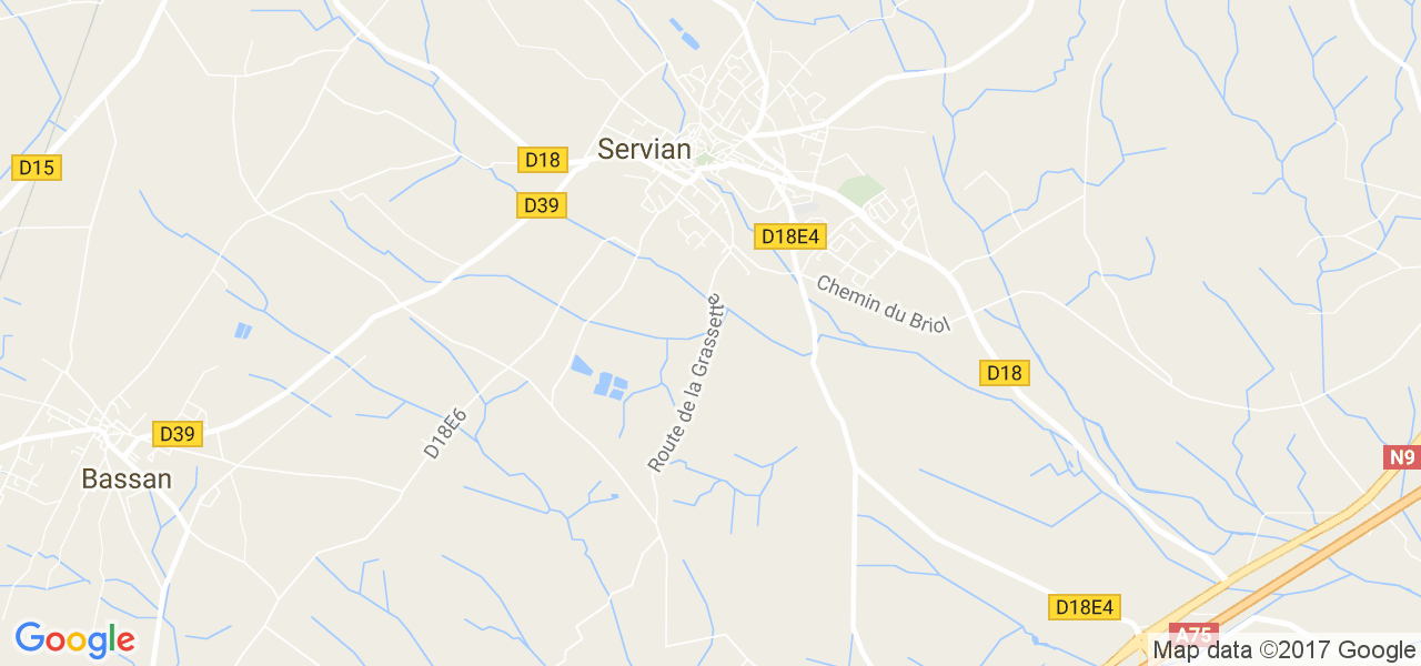 map de la ville de Servian