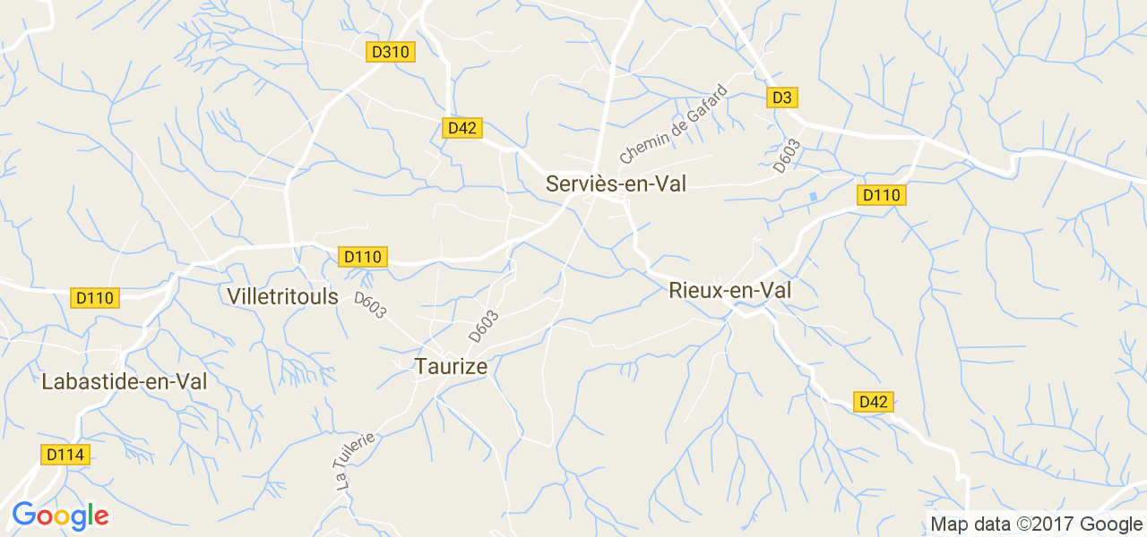 map de la ville de Serviès-en-Val