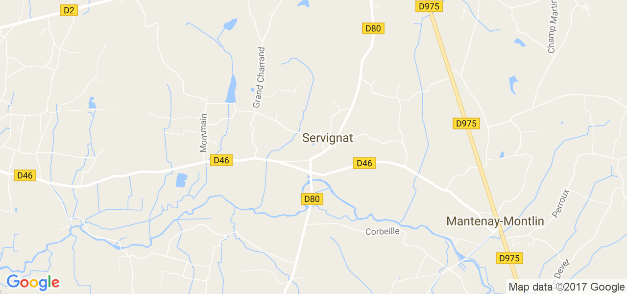 map de la ville de Servignat