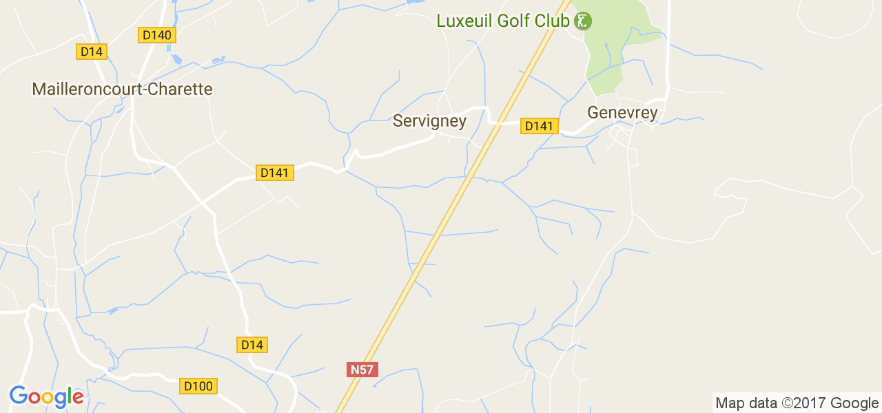 map de la ville de Servigney