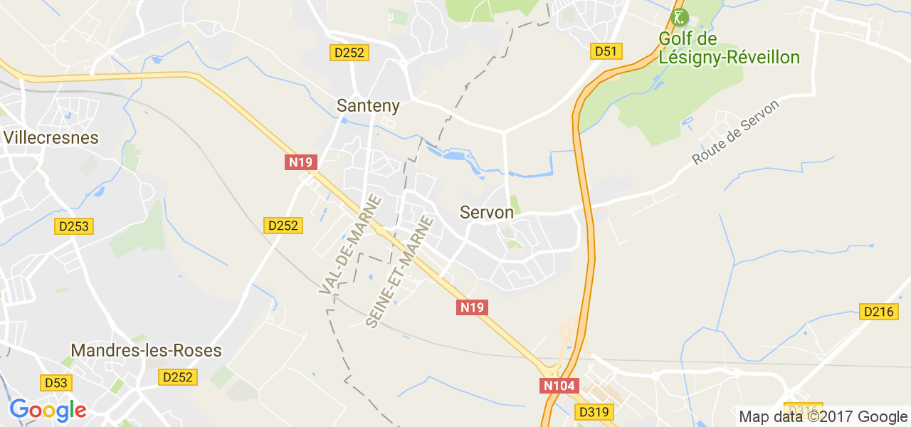 map de la ville de Servon