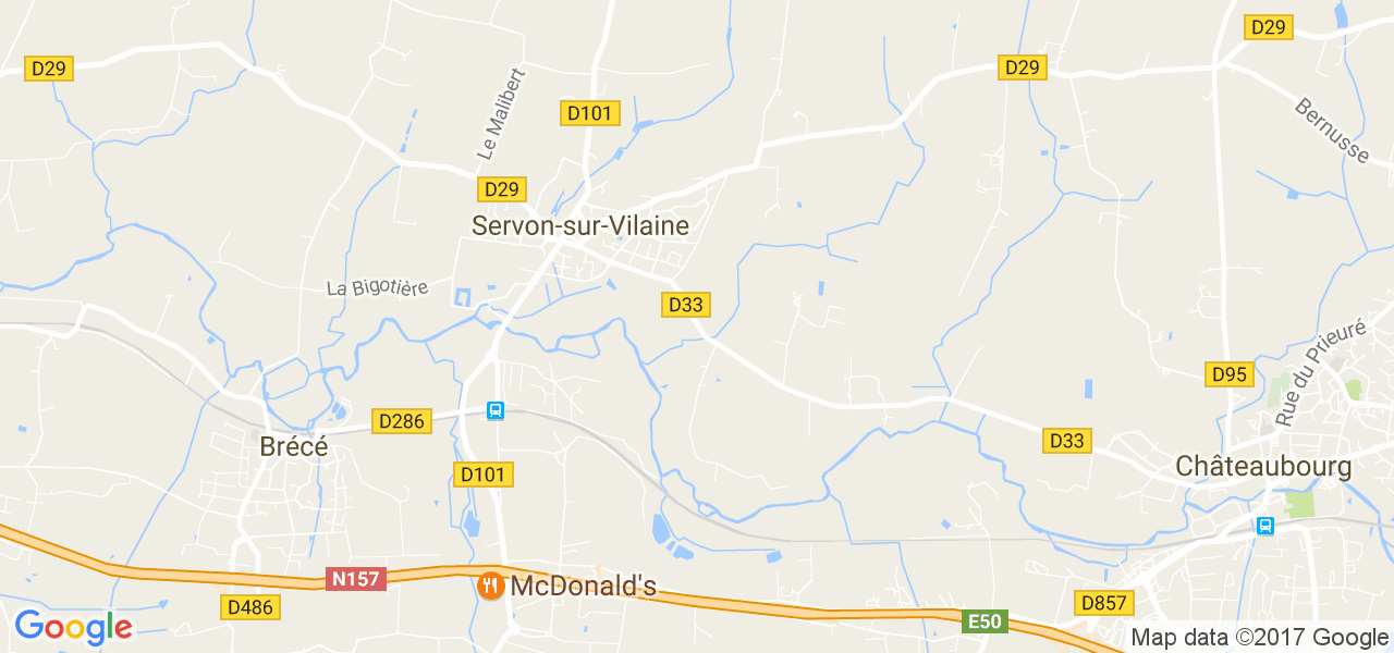 map de la ville de Servon-sur-Vilaine