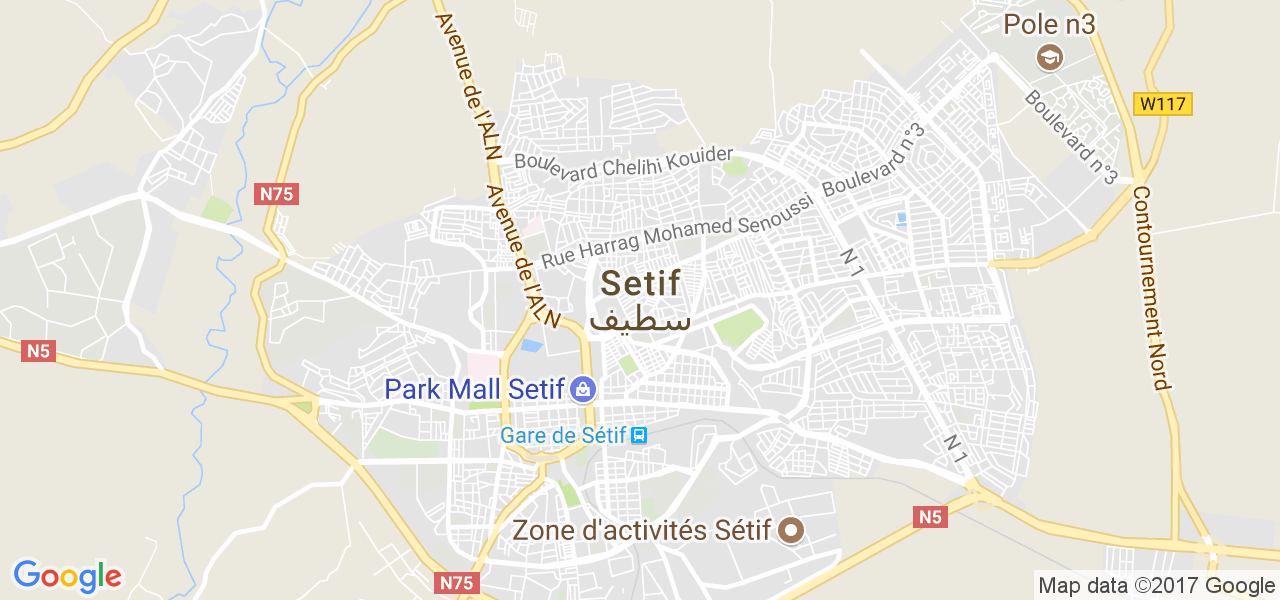 map de la ville de Setif