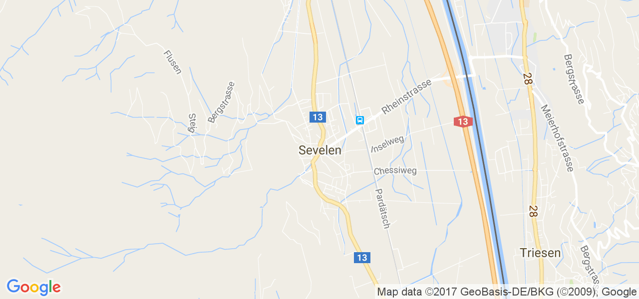 map de la ville de Sevelen