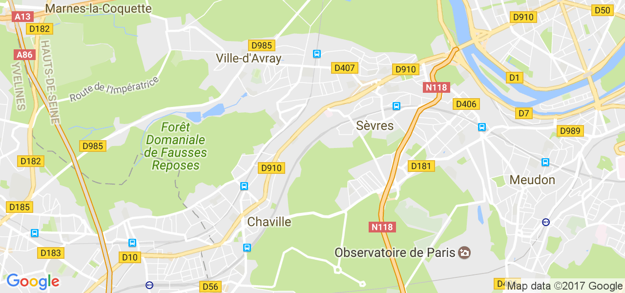 map de la ville de Sèvres