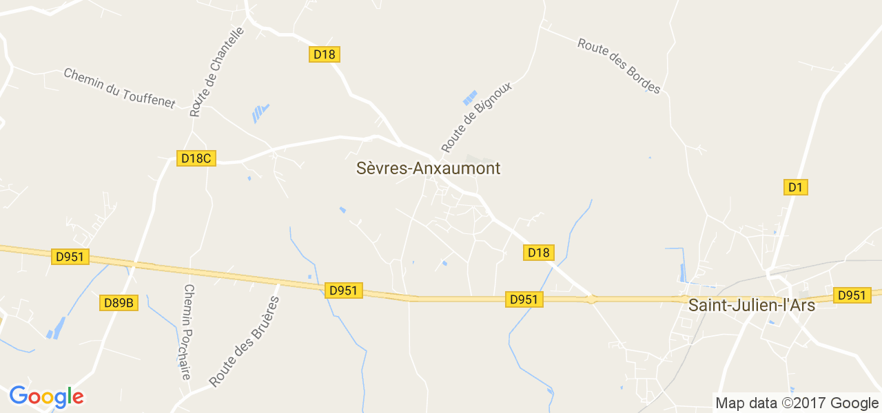 map de la ville de Sèvres-Anxaumont