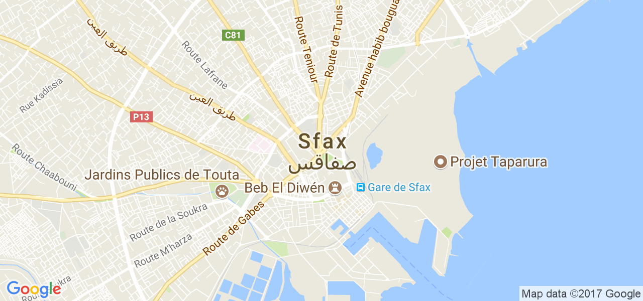 map de la ville de Sfax