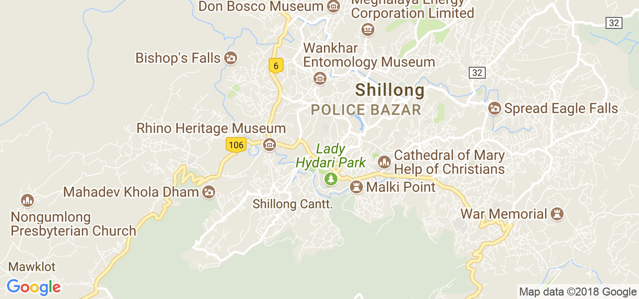 map of the city of Shillong