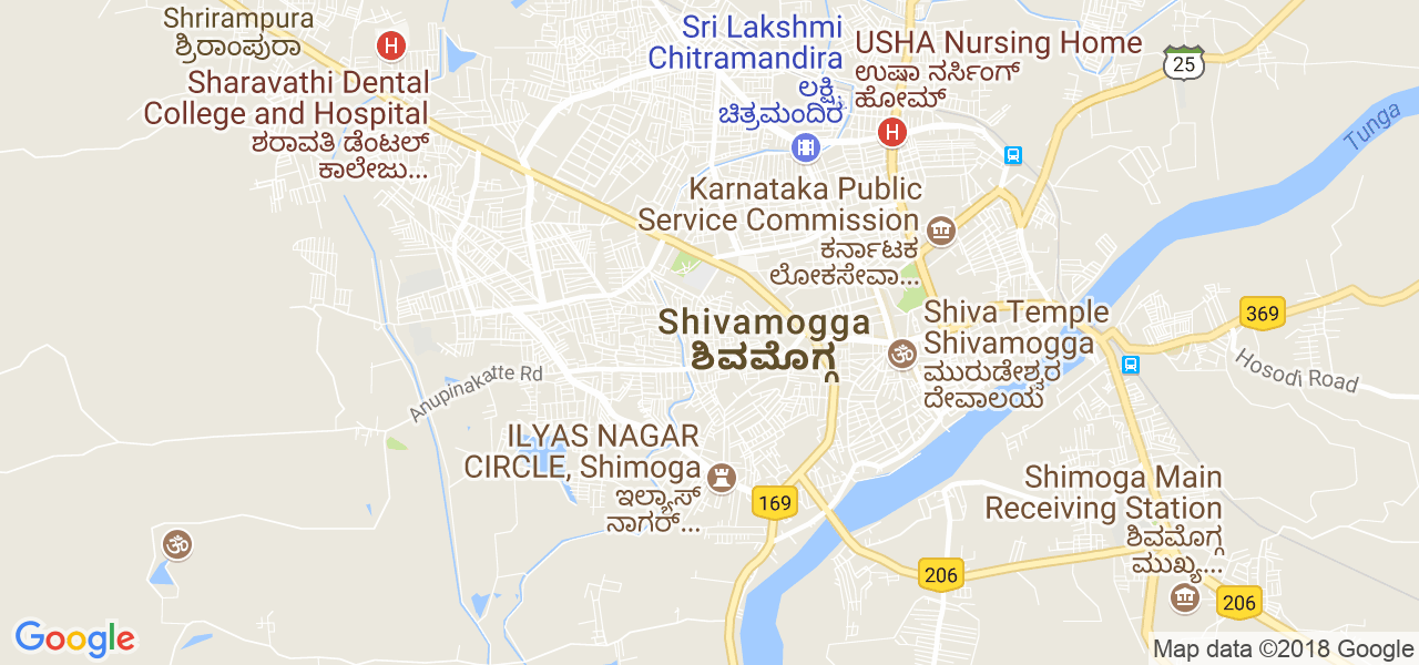 map of the city of Shimoga