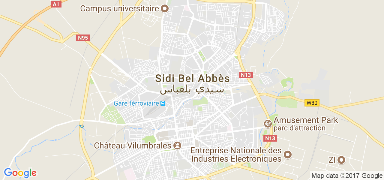 map de la ville de Sidi bel Abbes